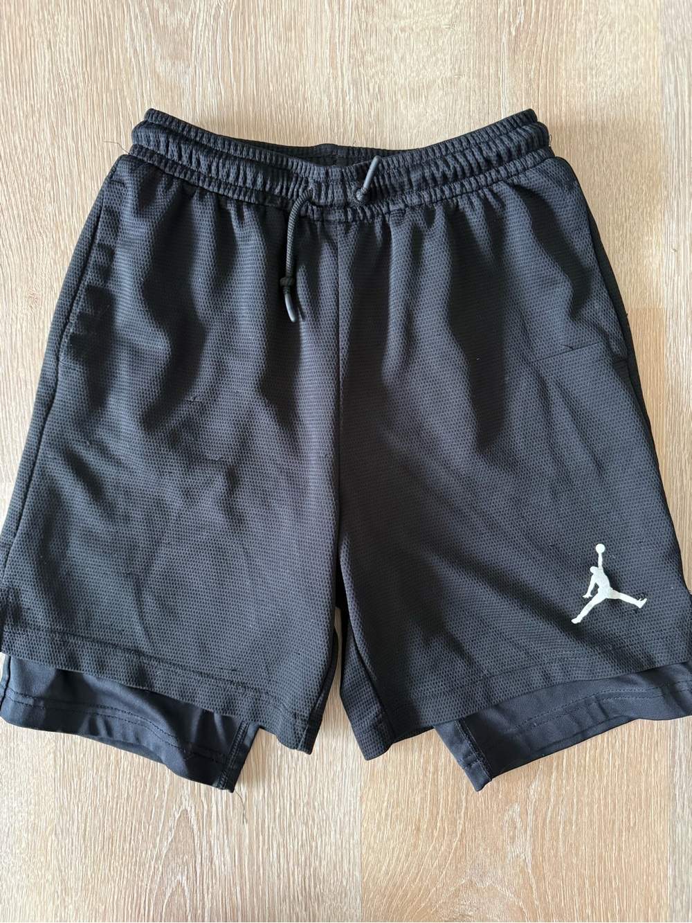 Jordan Boy’s Black Athletic Mesh Shorts with White Jumpman